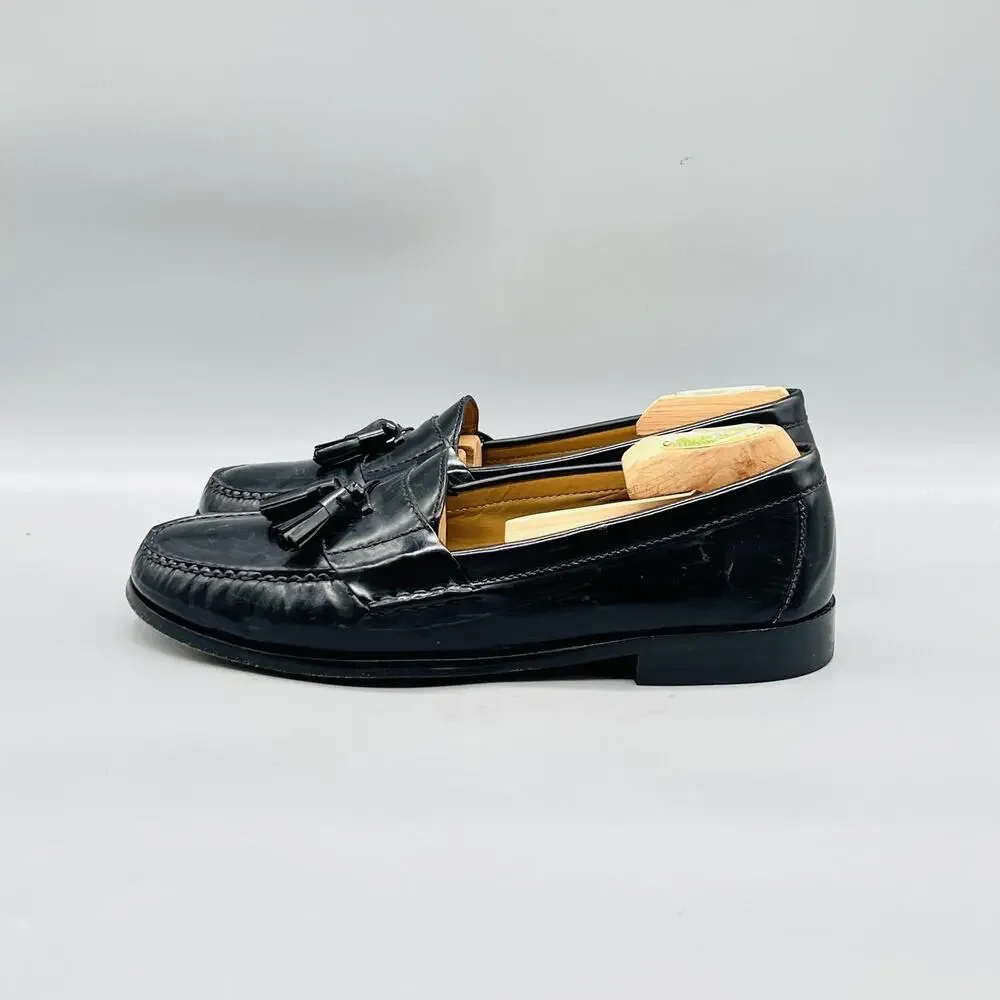 Cole Haan Shoes Mens 10 Black Leather Tassel Loafers Slip On Dress Round Toe